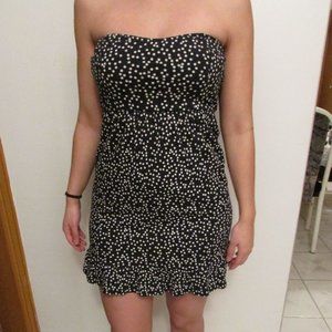 Black Strapless Summer Dress with Polka Dots Size Small/Medium